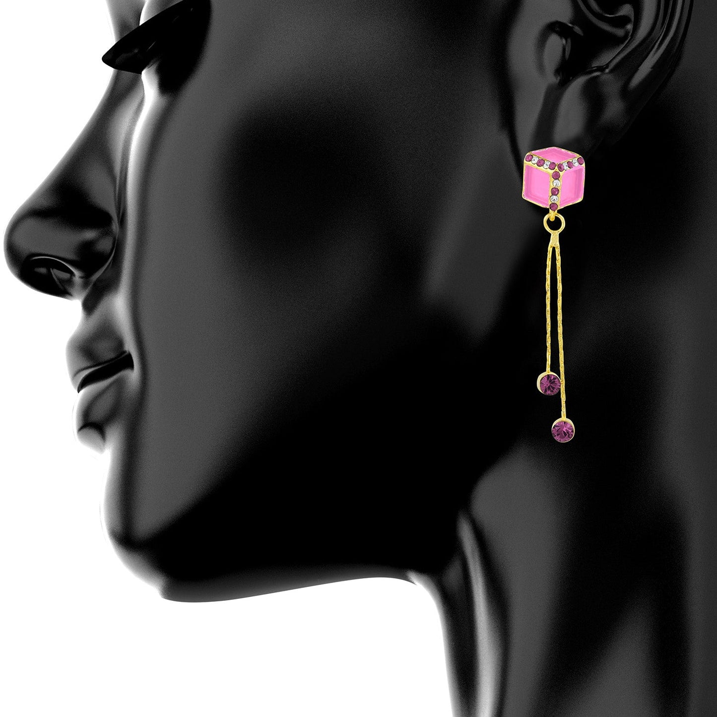 Pink Designer Party Earring with Tassles (SJ_413)