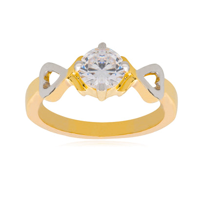 Two tone PlatIng Classic Solitaire Design FInger RIng For Women (SJ_4140)