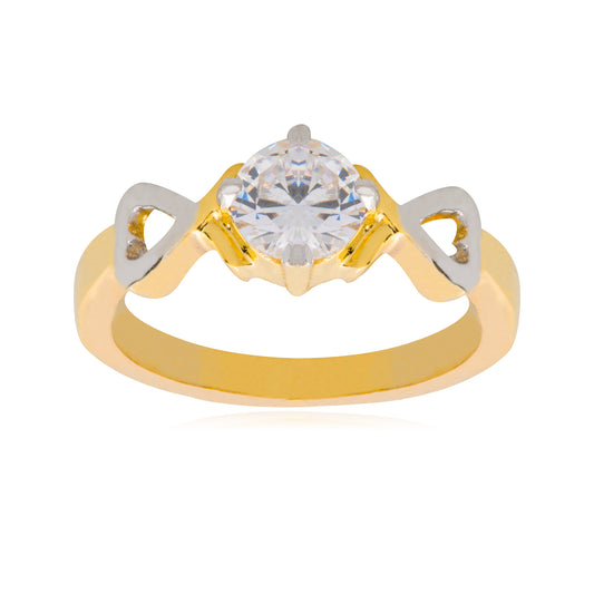 Two tone PlatIng Classic Solitaire Design FInger RIng For Women (SJ_4140)