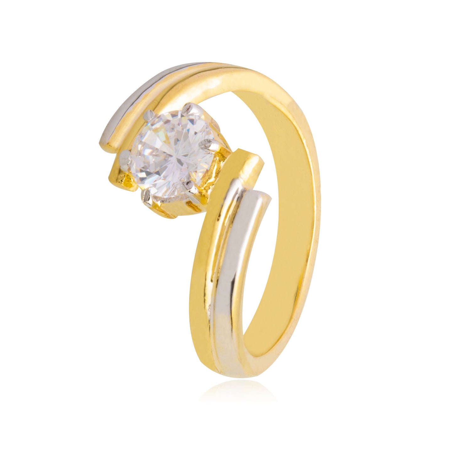 Two tone PlatIng Classic Solitaire Design FInger RIng For Women (SJ_4141)