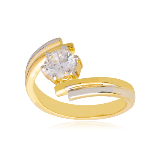 Two tone PlatIng Classic Solitaire Design FInger RIng For Women (SJ_4141)