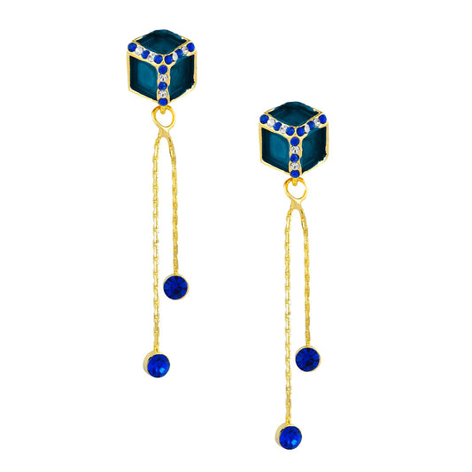 Navy Blue Designer Party Earring with Tassles (SJ_414)