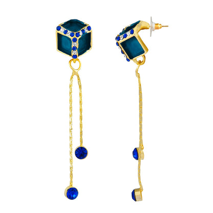 Navy Blue Designer Party Earring with Tassles (SJ_414)