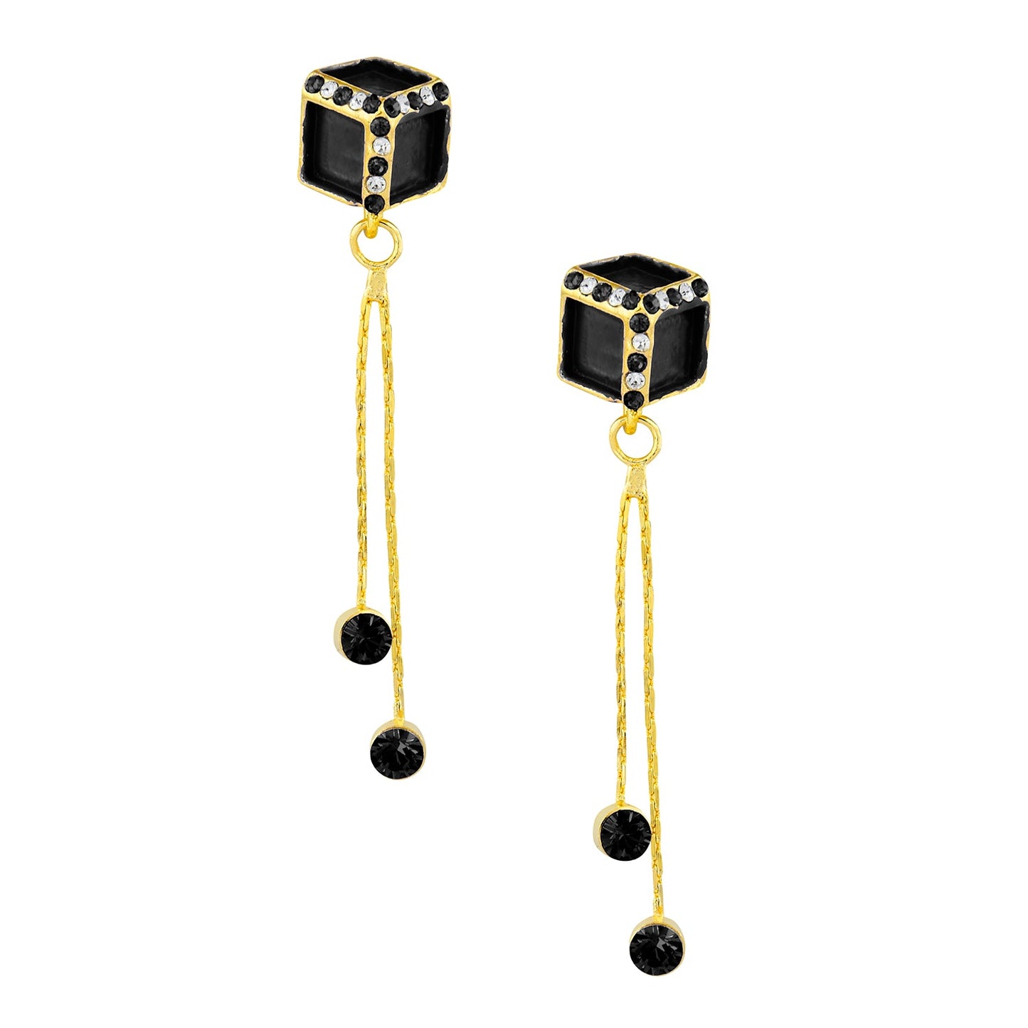 Black Designer Party Earring with Tassles (SJ_415)