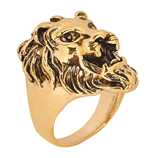 Stainless Steel Gold Plated Punk Gothic Designer Stylish Hip Hop Lion Ring for Men (SJ_4249) - Shining Jewel