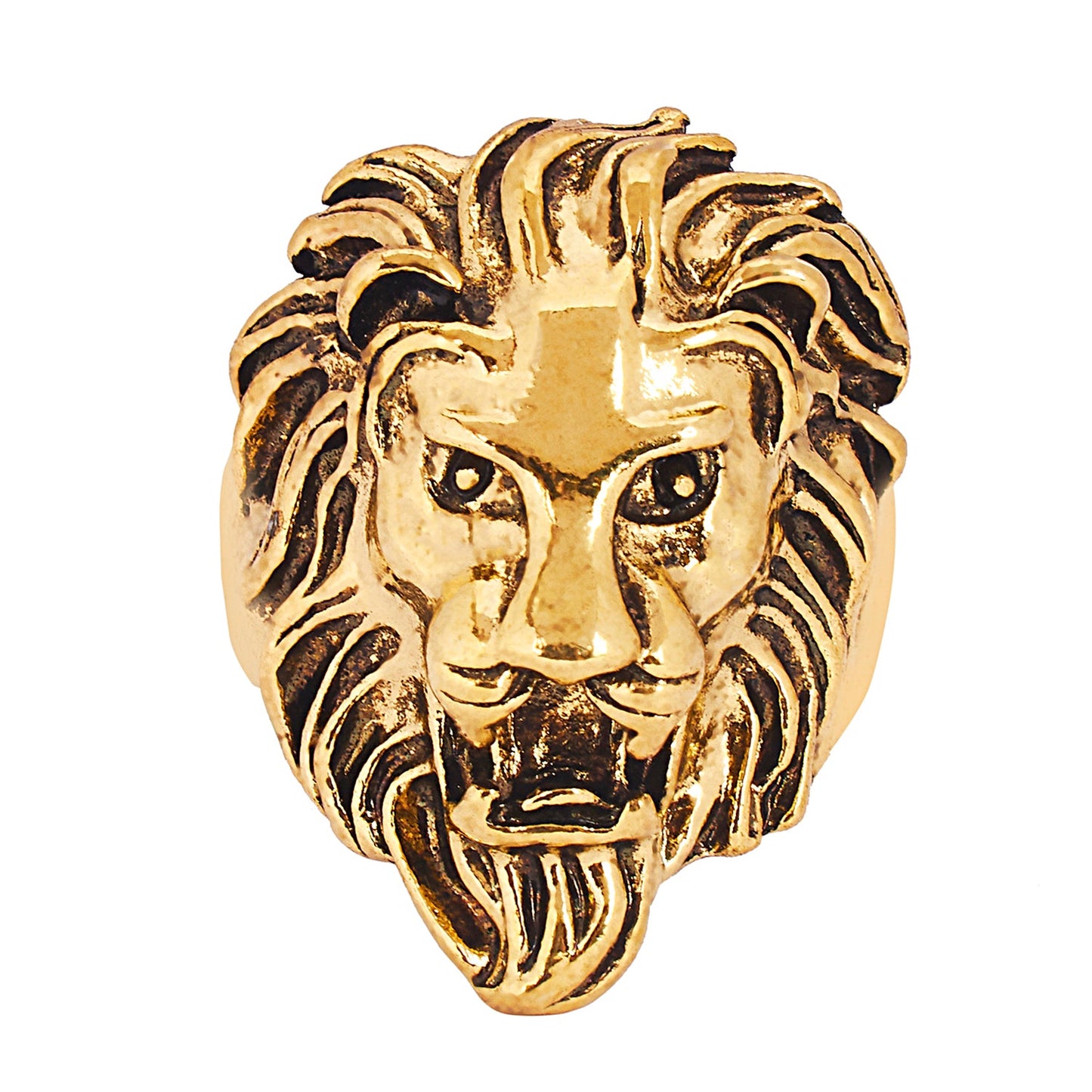 Stainless Steel Gold Plated Punk Gothic Designer Stylish Hip Hop Lion Ring for Men (SJ_4249)