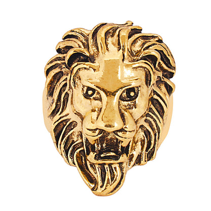 Stainless Steel Gold Plated Punk Gothic Designer Stylish Hip Hop Lion Ring for Men (SJ_4249)