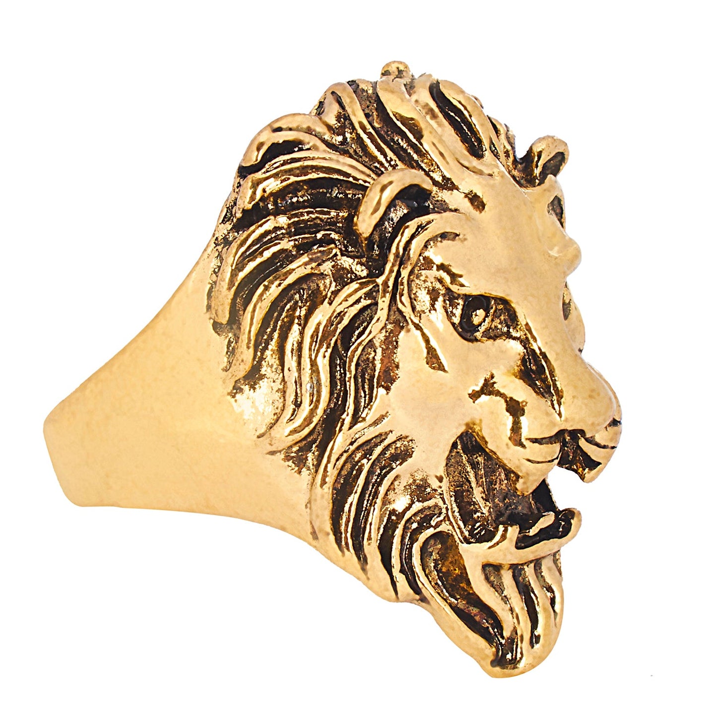 Stainless Steel Gold Plated Punk Gothic Designer Stylish Hip Hop Lion Ring for Men (SJ_4249)