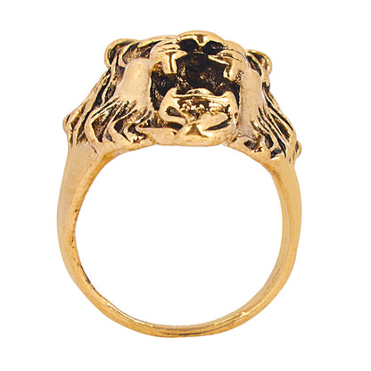 Stainless Steel Gold Plated Punk Gothic Designer Stylish Hip Hop Lion Ring for Men (SJ_4249)