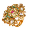 Shiining Jewel Gold Plated Pure Copper Kundan, LCT, Pearls and CZ studded Traditonal Big Oversized Finger Ring for Women (SJ_4252) - Shining Jewel