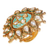 Shiining Jewel Gold Plated Pure Copper Kundan, LCT, Pearls and CZ studded Traditonal Big Oversized Finger Ring for Women (SJ_4253) - Shining Jewel