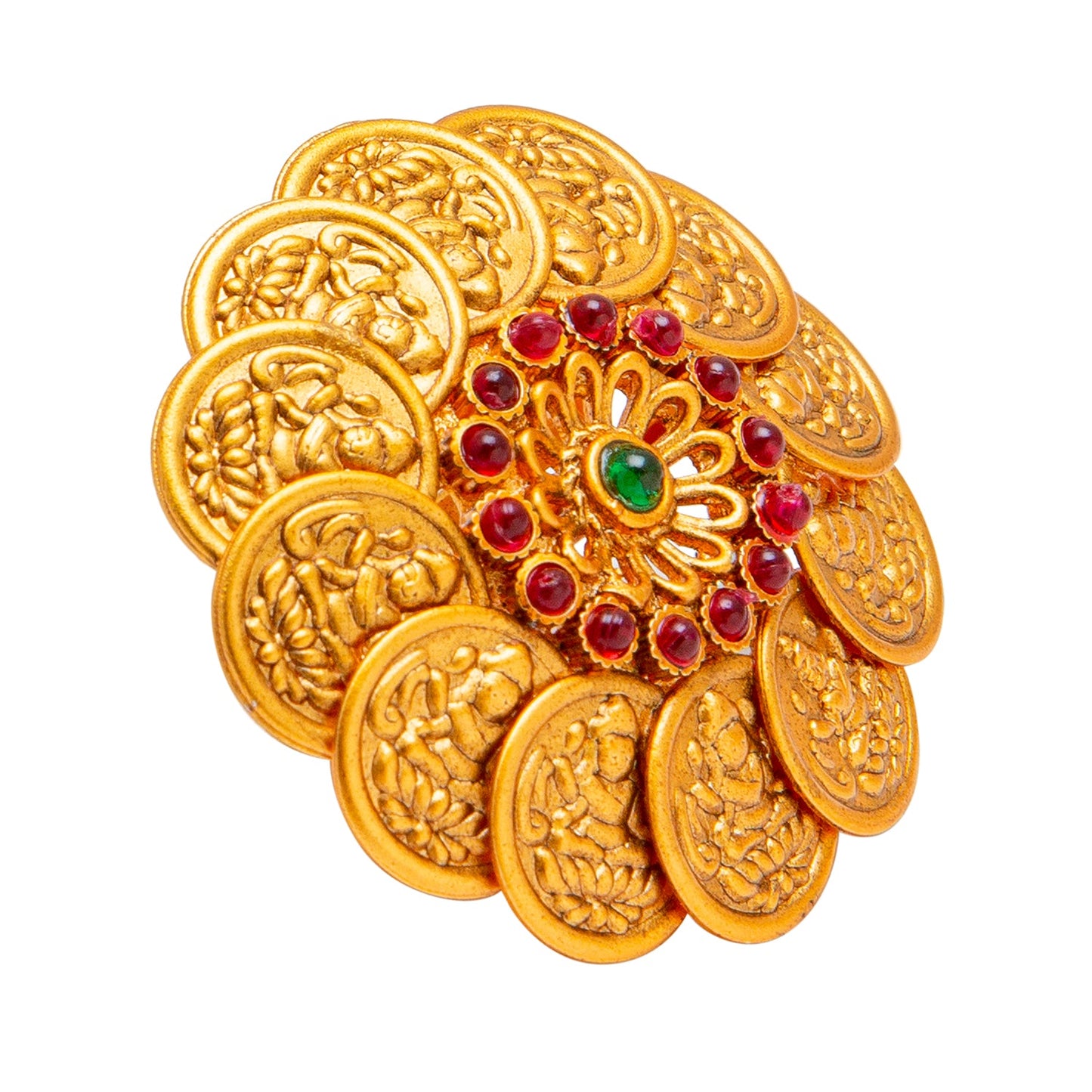 Gold Plated Kundan, LCT, Pearls and CZ studded Traditional Big Oversized Finger Ring for Women (SJ_4254)