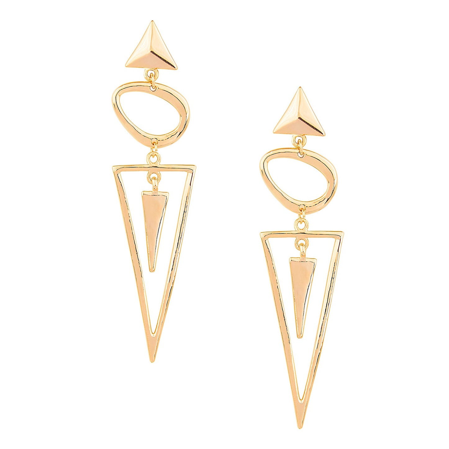 Elegant Gold Geometric Metallic Earrings  (SJ_429)