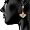 Traditional Ethnic And Fancy Earring With Light Pink & Champagne Crystals (SJ_447)