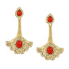 Traditional Ethnic And Fancy Earring With Maroon & Champagne Crystals (SJ_451)