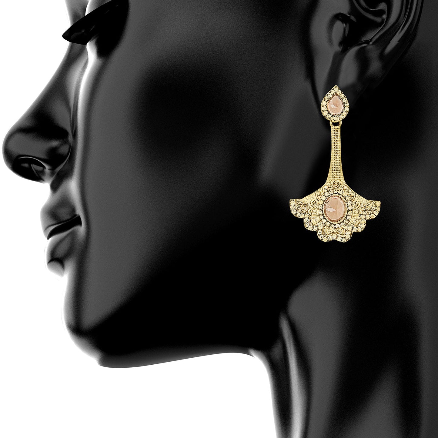 Traditional Ethnic And Fancy Earring With Champagne Crystals (SJ_453)