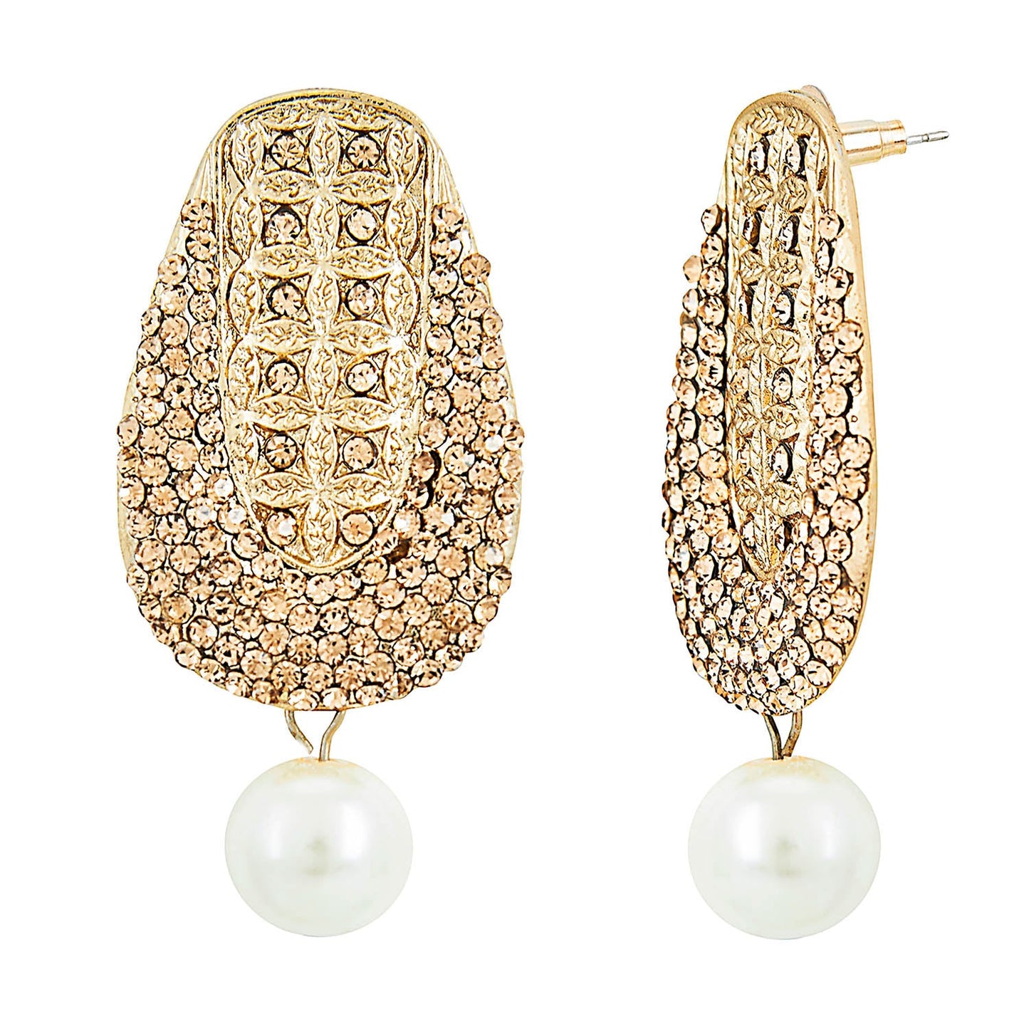 Traditional Ethnic And Fancy Drop Earring With Champagne Crystals (SJ_456)