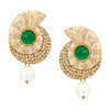 Traditional Ethnic And Fancy Drop Earring With Green & Champagne Crystals (SJ_458)