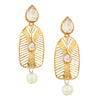 Traditional Ethnic And Fancy Drop Earring With Champagne Crystals And Pearls (SJ_464)