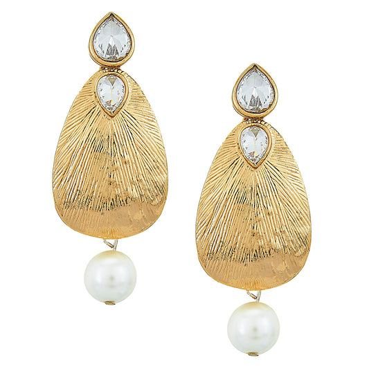 Traditional Ethnic And Fancy Drop Earring With Crystals & Pearls (SJ_465)