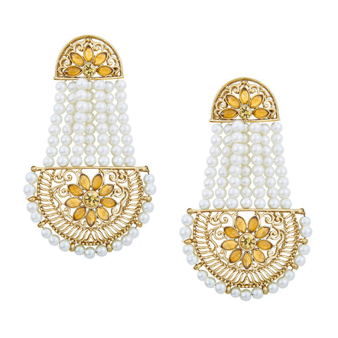 Big Meenakari polki chandbali jhumkas - Indian Jewellery Designs