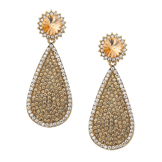 Traditional Ethnic And Fancy Drop Earrings With Champagne Crystals (SJ_472)