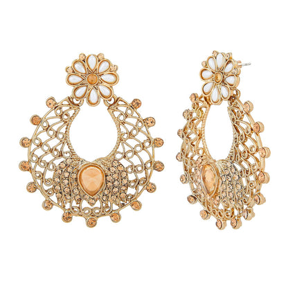 Traditional Hyderabadi Chandbali Earring With Champagne Crystals (SJ_497)