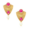 Traditional Ethnic And Fancy Drop Earrings With Pink Crystals (SJ_502)