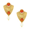 Traditional Ethnic And Fancy Drop Earrings With Orange Crystals (SJ_503)