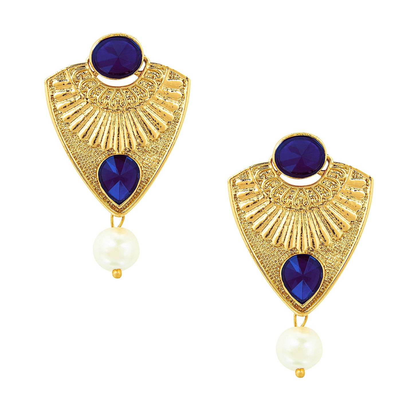 Traditional Ethnic And Fancy Drop Earrings With Blue Crystals (SJ_504)