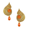 Traditional Ethnic And Fancy Drop Earring With Orange & Champagne Crystals (SJ_512)