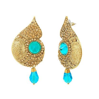 Traditional Ethnic And Fancy Drop Earring With Champagne Crystals (SJ_514)