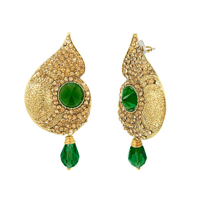 Traditional Ethnic And Fancy Drop Earring With Champagne Crystals (SJ_515)