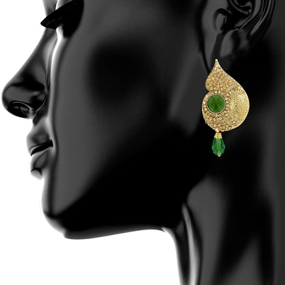 Traditional Ethnic And Fancy Drop Earring With Champagne Crystals (SJ_515)