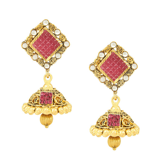 24K Traditional Gold Jhumka Earrings (SJ_526)