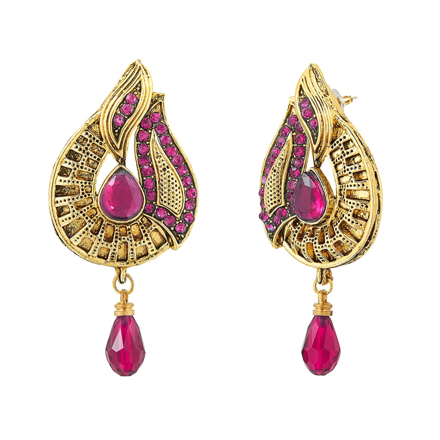 Traditional Ethnic And Fancy Drop Pink Earrings (SJ_538)