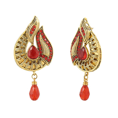 Traditional Ethnic And Fancy Drop Red Earrings (SJ_540)