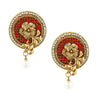 Traditional Ethnic And Fancy Earring With Red & Silver Crystals (SJ_543)