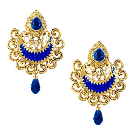 Hyderabadi Jadau Double Chandbali Earrings in Navratan and Pearls , Indian  Jewellery - Etsy India