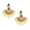 Traditional Hyderabadi Chandbali Earring With Blue & Silver Crystals And Pearls  (SJ_552)
