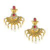 Traditional Hyderabadi Chandbali Earring With Red & Silver Crystals And Pearls  (SJ_553)