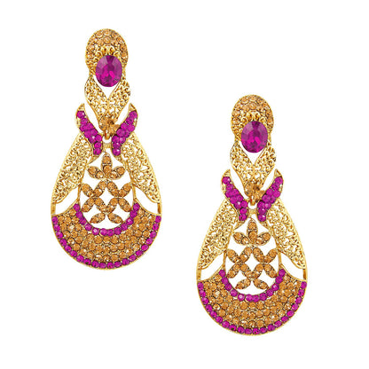 Gold Chandelier Designer Earrings  (SJ_570)