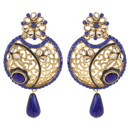 Traditional Ethnic And Fancy Earring With Blue Crystals (SJ_605)