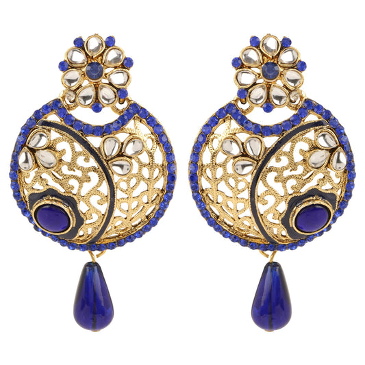 Traditional Ethnic And Fancy Earring With Blue Crystals (SJ_605)