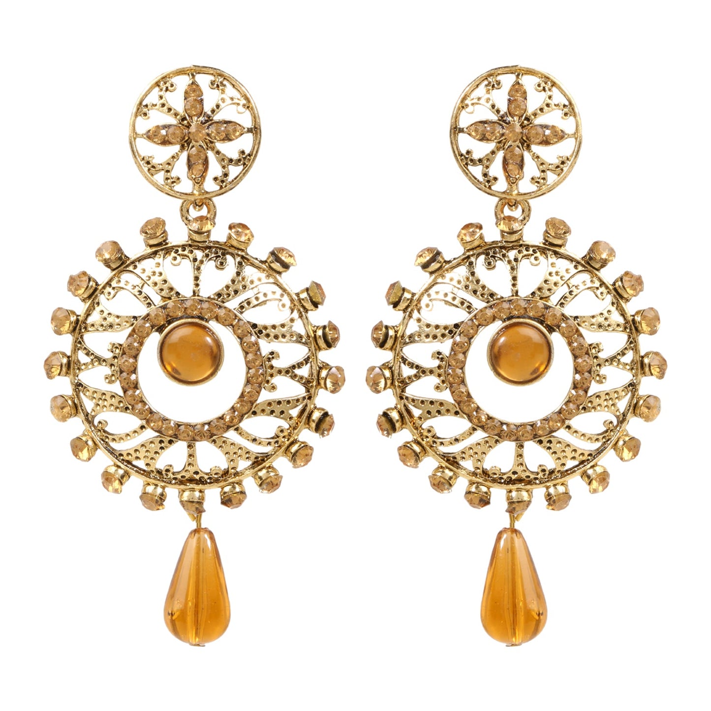 Traditional Ethnic And Fancy Earring With Champagne Crystals (SJ_616)