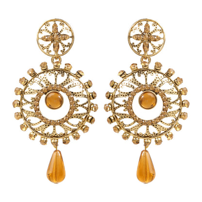 Traditional Ethnic And Fancy Earring With Champagne Crystals (SJ_616)