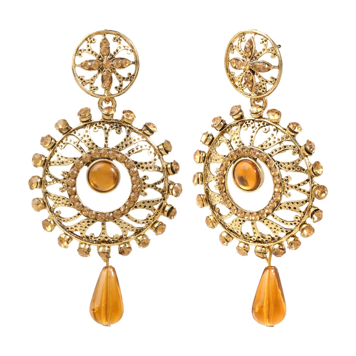 Traditional Ethnic And Fancy Earring With Champagne Crystals (SJ_616)