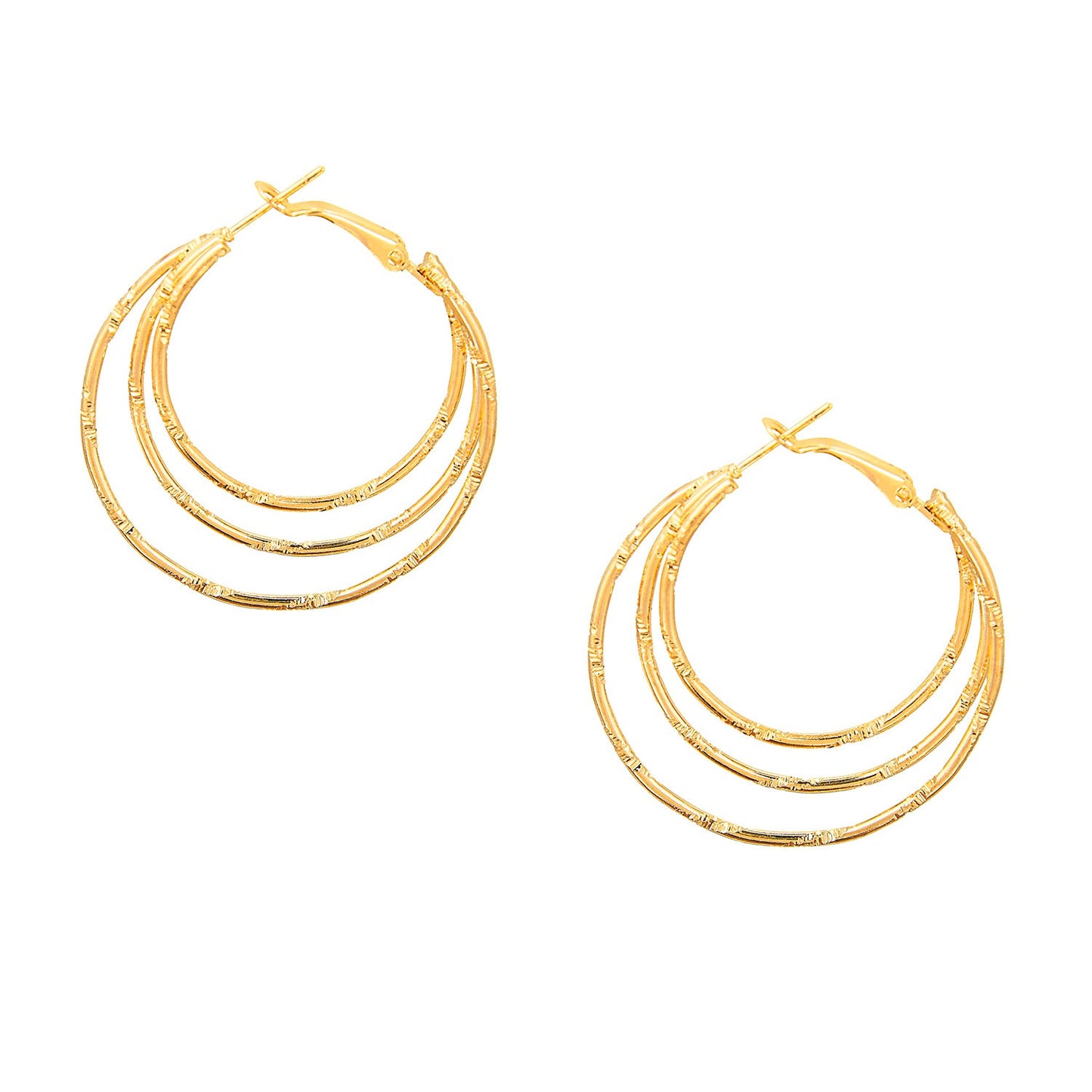 Three Layered Designer Golden Hoop Earring (SJ_619)