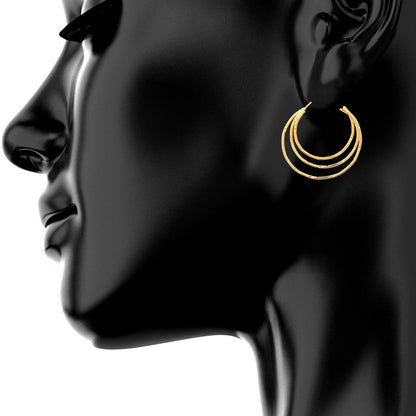 Three Layered Designer Golden Hoop Earring (SJ_619)