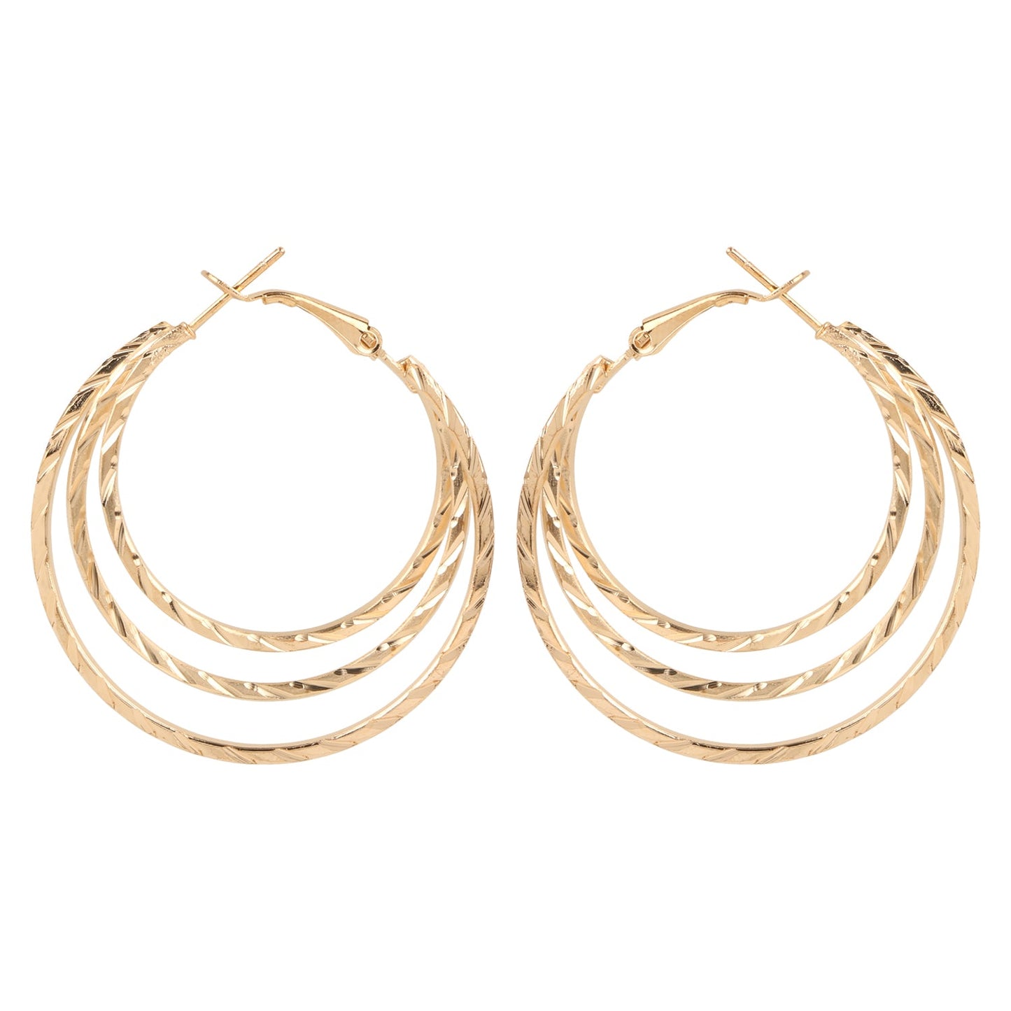 Three Layered Designer Golden Hoop Earring (SJ_622)